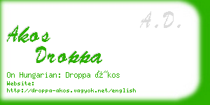 akos droppa business card